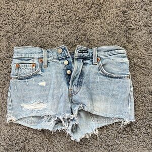 Levi's Light Blue Distressed Jean Shorts